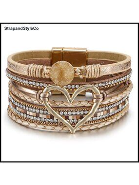 Leather Wrap Bracelet Braided Stacked Cuff Boho Western Women's Jewelry